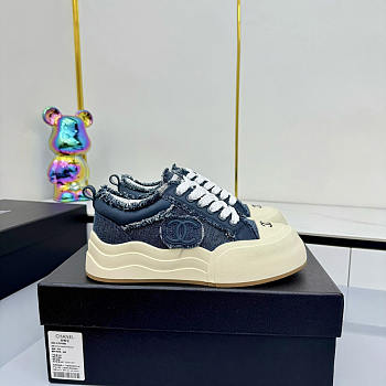 Chanel Dark Blue Denim Low-Top Sneakers
