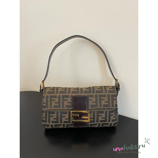 Fendi Baguette Tobacco Brown FF Jacquard Bag 26x15x4cm - 1