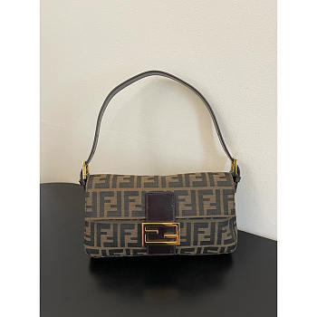Fendi Baguette Tobacco Brown FF Jacquard Bag 26x15x4cm