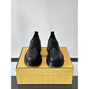 Fendi Force Derby Shoes in Black Leather and FF Fabric - 4