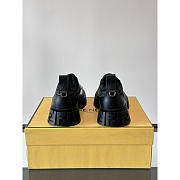 Fendi Force Derby Shoes in Black Leather and FF Fabric - 3