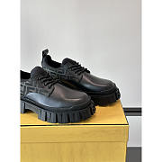 Fendi Force Derby Shoes in Black Leather and FF Fabric - 2