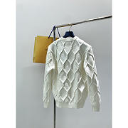 Louis Vuitton Embellished Cable Knit Wool Blend Jumper White - 4