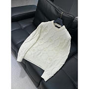 Louis Vuitton Embellished Cable Knit Wool Blend Jumper White - 3