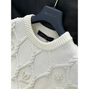 Louis Vuitton Embellished Cable Knit Wool Blend Jumper White - 2