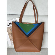 Loewe Medium Puzzle Fold Tote Brown/Black & Blue/Green 31cm - 1