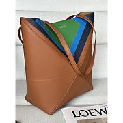 Loewe Medium Puzzle Fold Tote Brown/Black & Blue/Green 31cm - 3