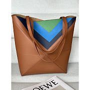 Loewe Medium Puzzle Fold Tote Brown/Black & Blue/Green 31cm - 2