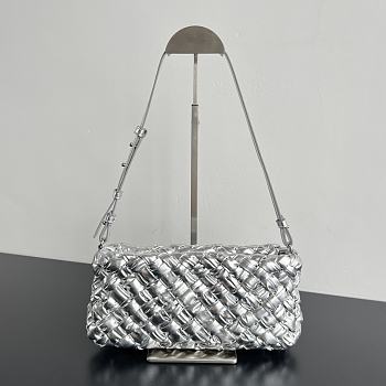 Bottega Veneta Kalimero Cha-Cha Shoulder Bag Silver 28.5x15x6cm