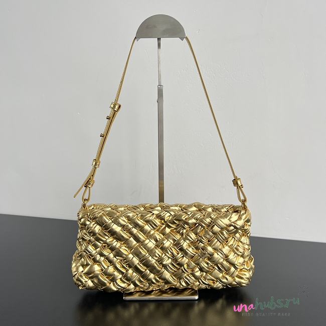 Bottega Veneta Kalimero Cha-Cha Shoulder Bag Gold 28.5x15x6cm - 1