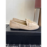 Chanel CC Moccasins Suede Loafer In Beige - 4