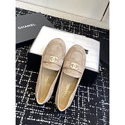 Chanel CC Moccasins Suede Loafer In Beige - 2
