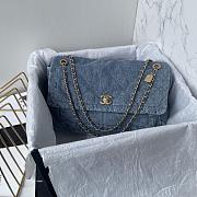Chanel 25k Flap Bag Denim Blue Gold 35x24x10cm - 1