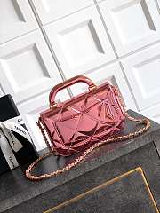 Chanel Flap Bag Top Handle Pink Patent 18x4.5x13cm - 2