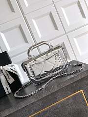 Chanel Flap Bag Top Handle Silver Patent 18x4.5x13cm - 3