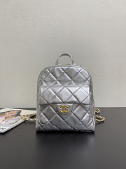 Chanel 25k Backpack Silver Lambskin 22x22.5x8.5cm - 1