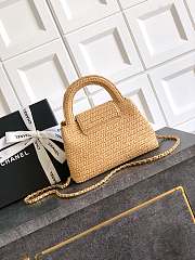 Chanel Kelly Raffia Beige Bag 19x13x7cm - 4