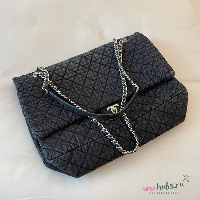 Chanel Vintage Flap Bag Denim Silver 42x22cm - 1