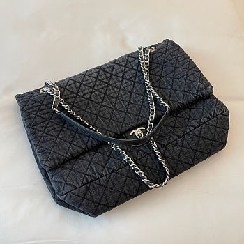Chanel Vintage Flap Bag Denim Silver 42x22cm
