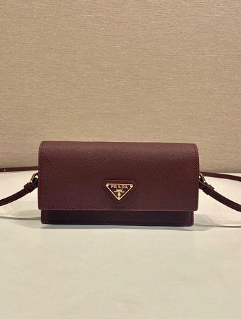 Prada Saffiano leather Burgundy mini-bag 18x9.5x3cm