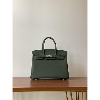 Hermes Birkin 30 Togo Leather Silver Hardware In Olive Green 30cm