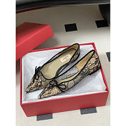 Valentino Garavani Lace Bow Pointed-Toe Ballet Flats In Black/Beige - 3