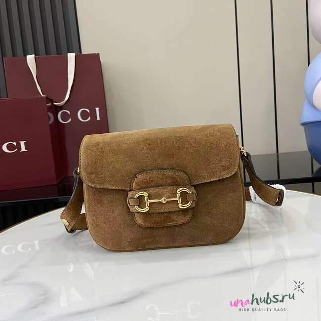 Gucci Horsebit 1955 Aura small shoulder bag suede 19.5x15x9cm - 1