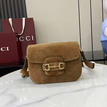 Gucci Horsebit 1955 Aura small shoulder bag suede 19.5x15x9cm