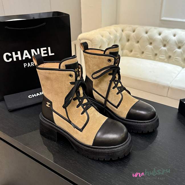 Chanel Suede Brown Black Boot - 1