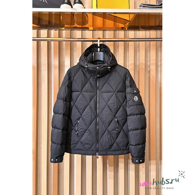 Moncler Quilted Down Jacket With Hood In Black - 1