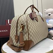 Gucci GG Emblem Medium Beige Dark Brown Duffle Bag 47x31x25cm - 5