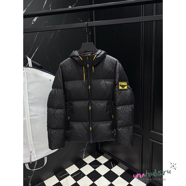 Fendi Quilted Down Hooded Jacket In Black - 1
