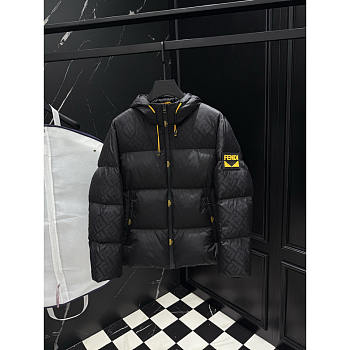Fendi Quilted Down Hooded Jacket In Black