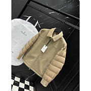 Moncler Leather Hybrid Down Jacket with Shearling Collar In Light Brown - 2