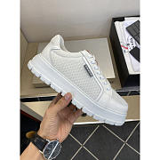 Prada America's Cup Mesh Sneakers In White with Red Accents - 3