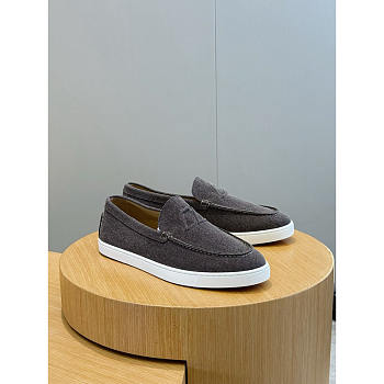 Christian Louboutin Varsiboat Leather Boat Shoes Dark Grey