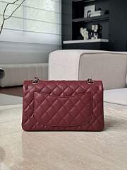 Chanel Flap Bag Burgundy Silver Caviar 23cm - 4