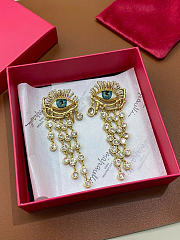 Blue Devil's Eye Medieval Court Style Tassel Earrings - 1