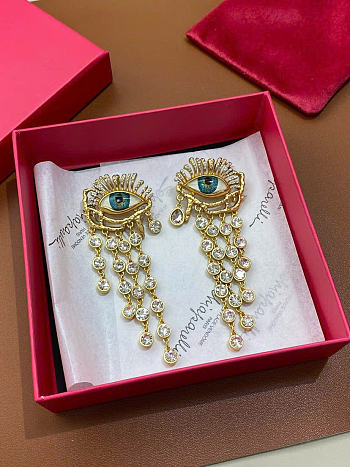 Blue Devil's Eye Medieval Court Style Tassel Earrings