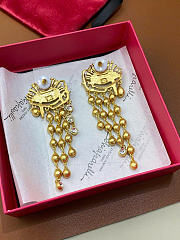 Blue Devil's Eye Medieval Court Style Tassel Earrings - 2