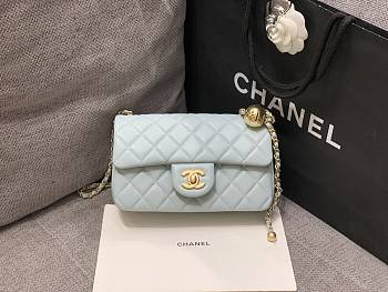 Chanel Flap Bag Blue Bell Lambskin Gold 20cm