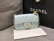 Chanel Flap Bag Blue Bell Lambskin Gold 20cm - 6