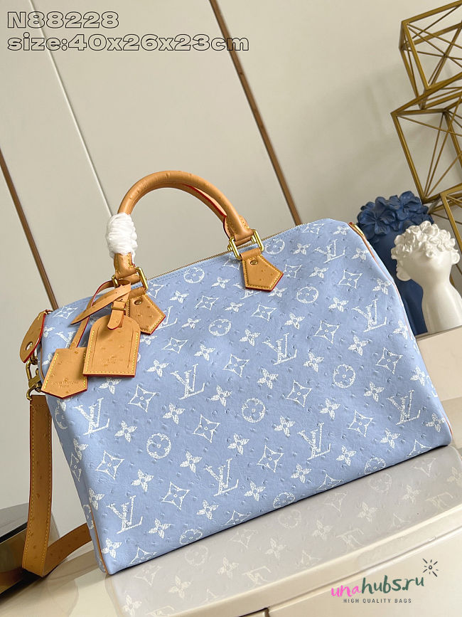 Louis Vuitton Speedy P9 Blue Ostrich 40x26x23cm - 1