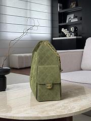 Chanel 25 Handbag Green Suede 40x30x15cm - 5
