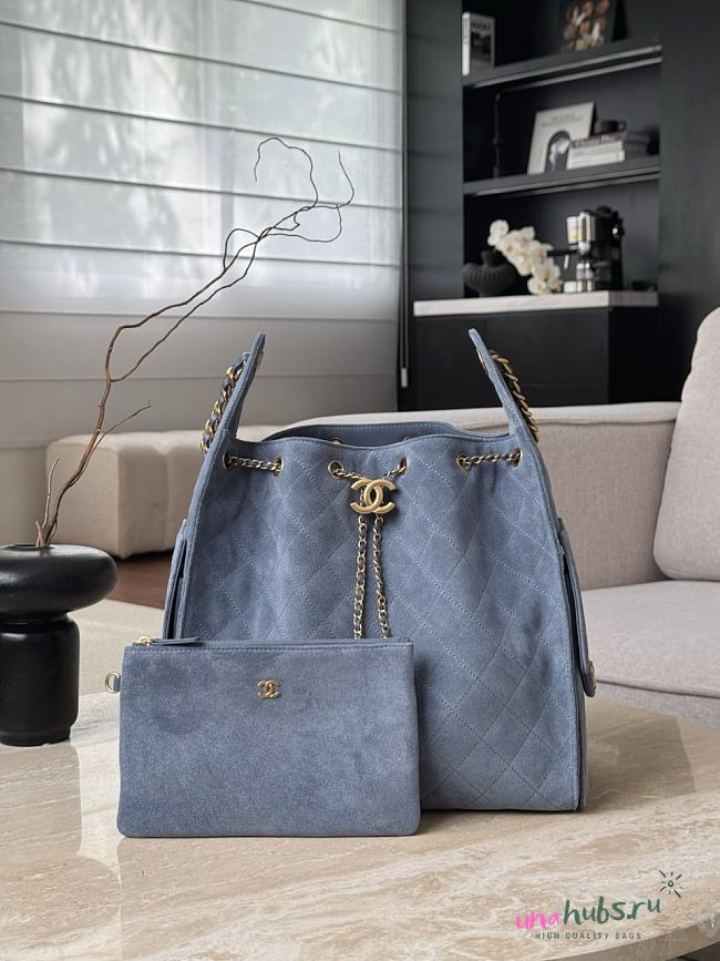Chanel 25 Handbag Blue Suede 40x30x15cm - 1