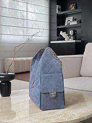 Chanel 25 Handbag Blue Suede 40x30x15cm - 5