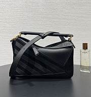 Loewe Puzzle Small leather and suede Black tote bag 24x10.5x16cm - 3