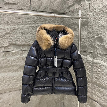 Moncler Boed Hooded Shearling-Trimmed Short Down Jacket