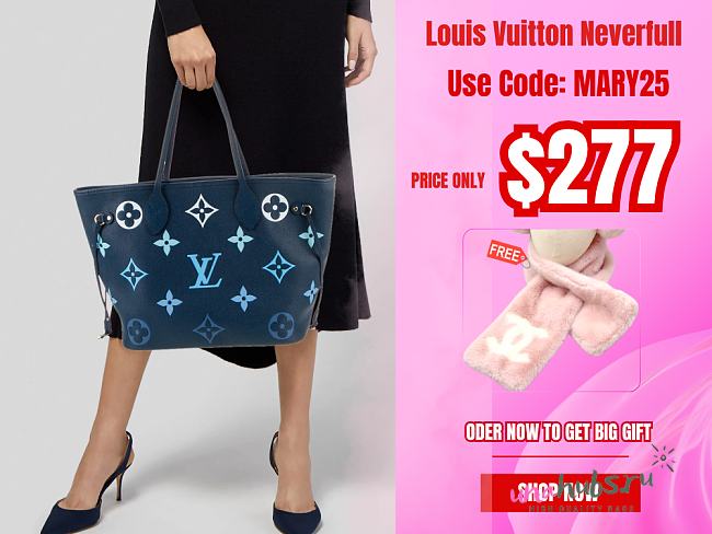 Louis Vuitton Neverfull New Blue Monogram M46514 Bag - 1