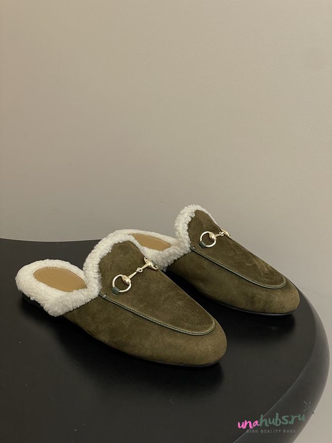 Gucci Green Loafer Suede - 1